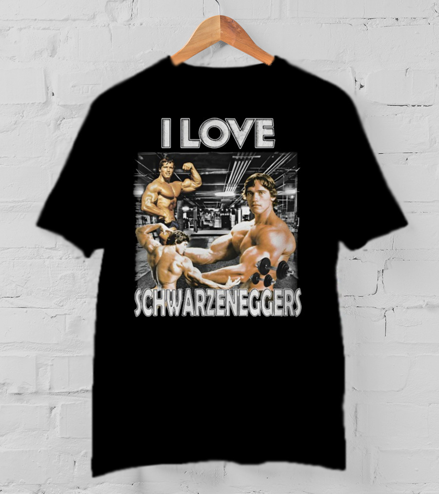 I Love Schwarzenggers Bodybuilding Gym Poses Workout Dumbbells T-Shirt