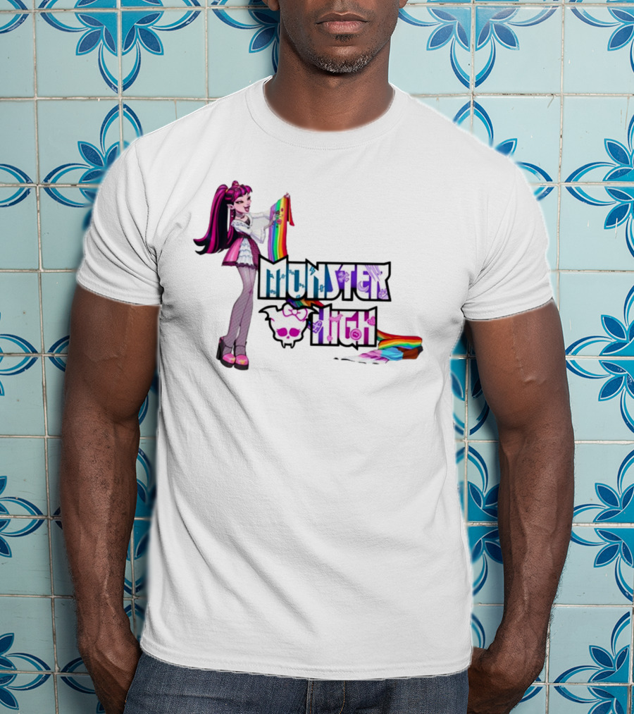 Monster High Draculaura Holding Pride Rainbow Flag T-Shirt