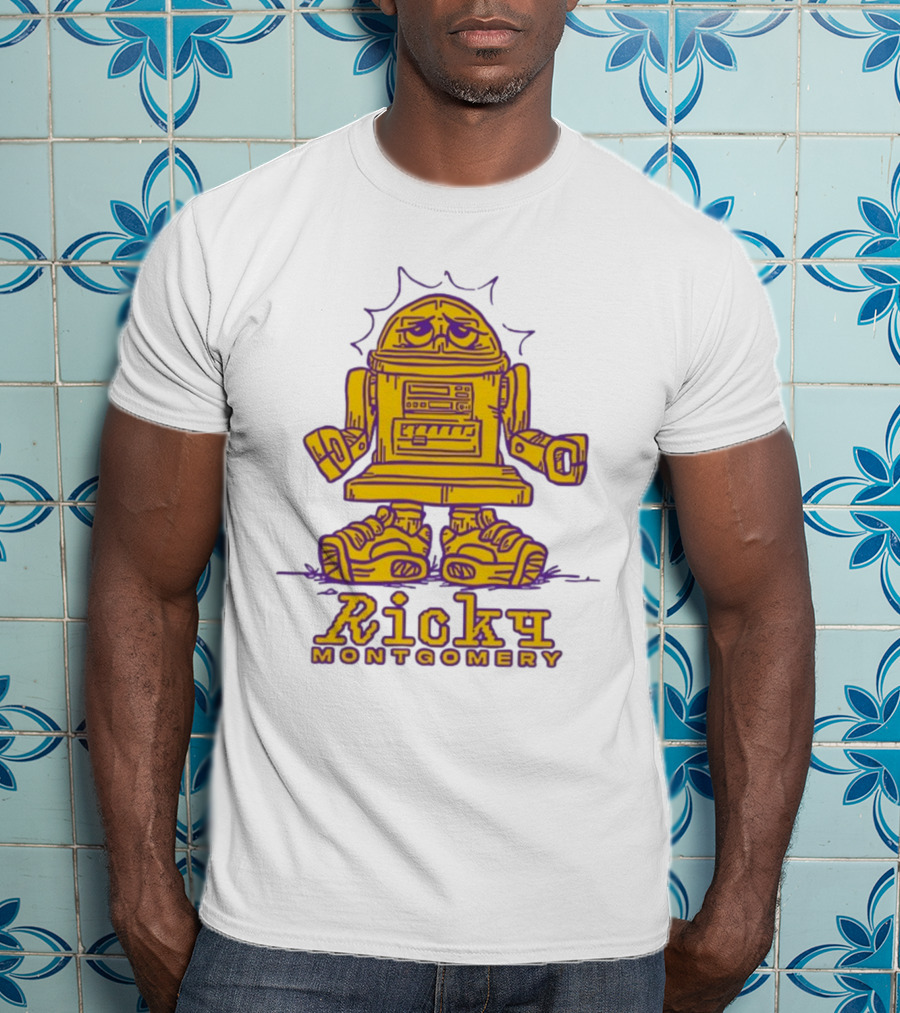 Ricky Montgomery Robot Illustration Yellow Purple T-Shirt