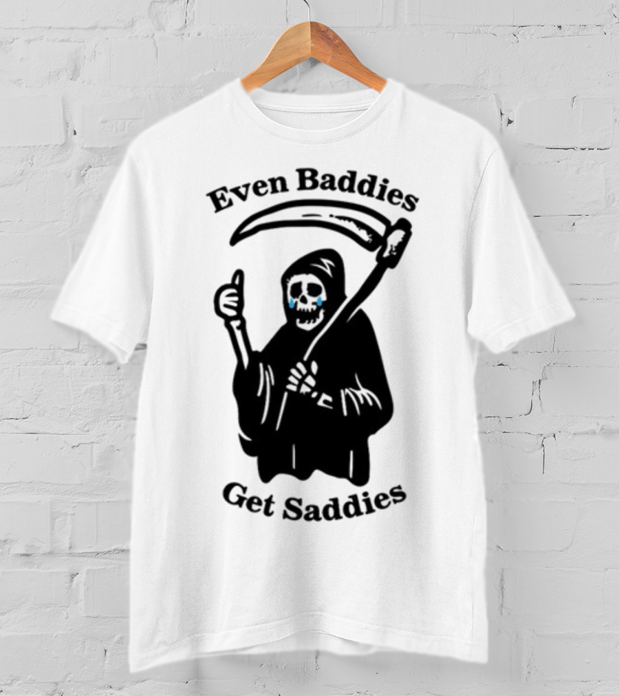 Even Baddies Get Saddies Cartoon Grim Reaper Crying T-Shirt