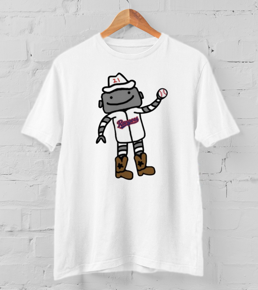 Robo Athlete With Rangers Jersey And Baseball T-Shirt