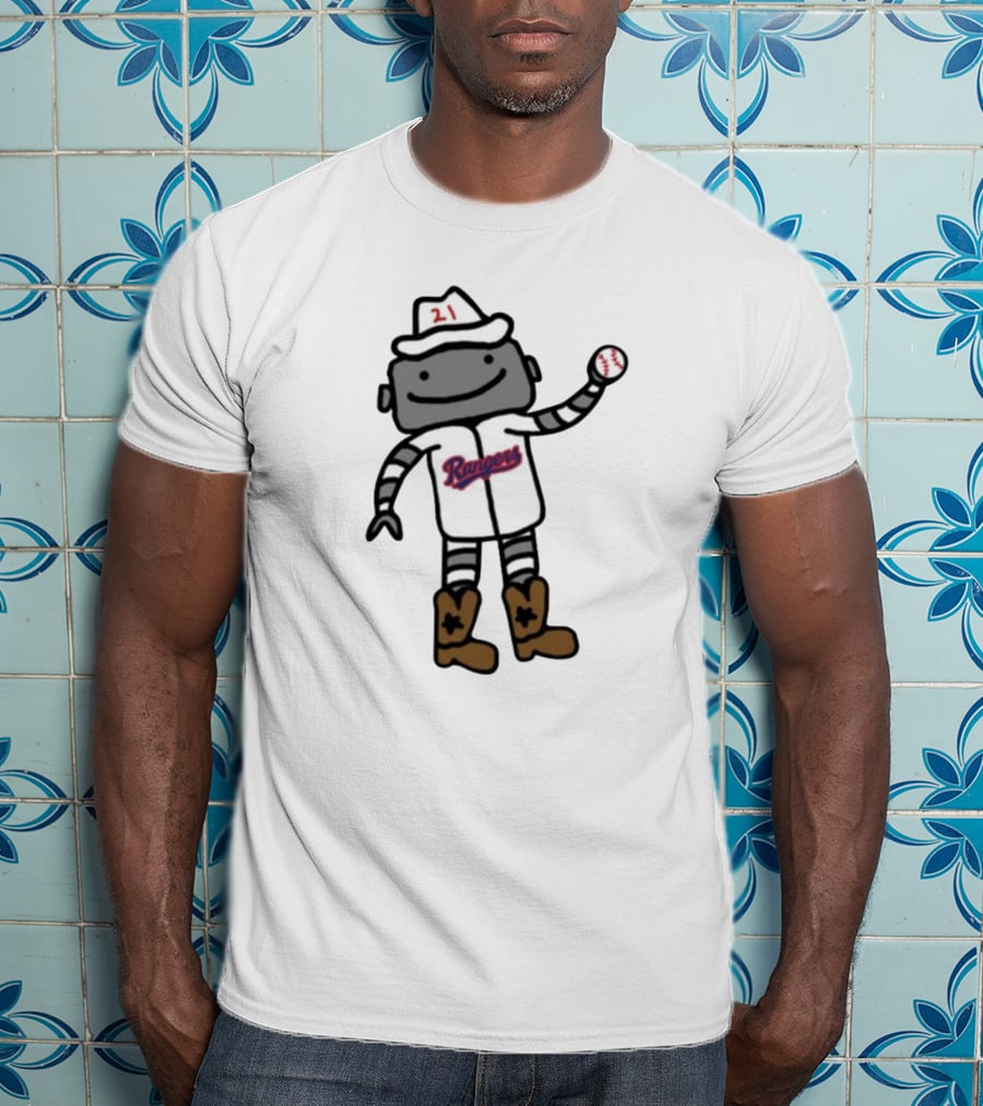 Robo Athlete With Rangers Jersey And Baseball T-Shirt