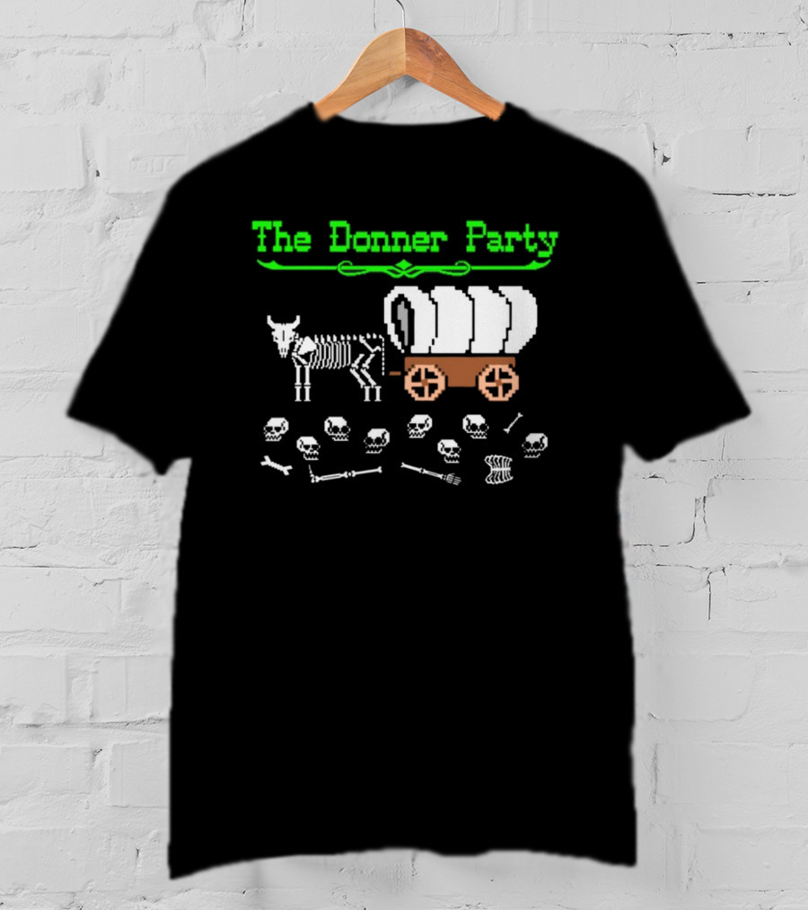 The Donner Party Pixel Art Wagon Skeletons Retro T-Shirt