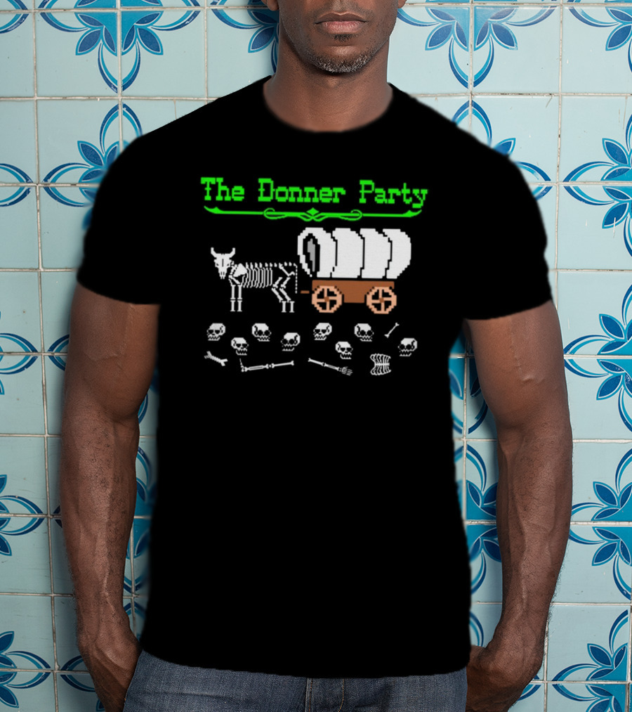 The Donner Party Pixel Art Wagon Skeletons Retro T-Shirt
