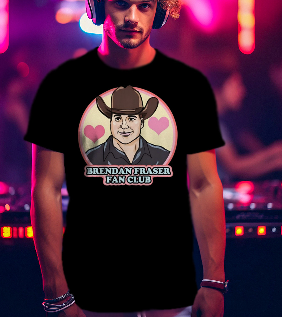 Brendan Fraser Fan Club Cowboy Hat Heart T-Shirt