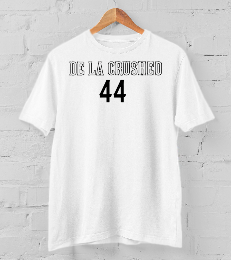 De La Crushed 44 Uniform Style Sports Typography T-Shirt