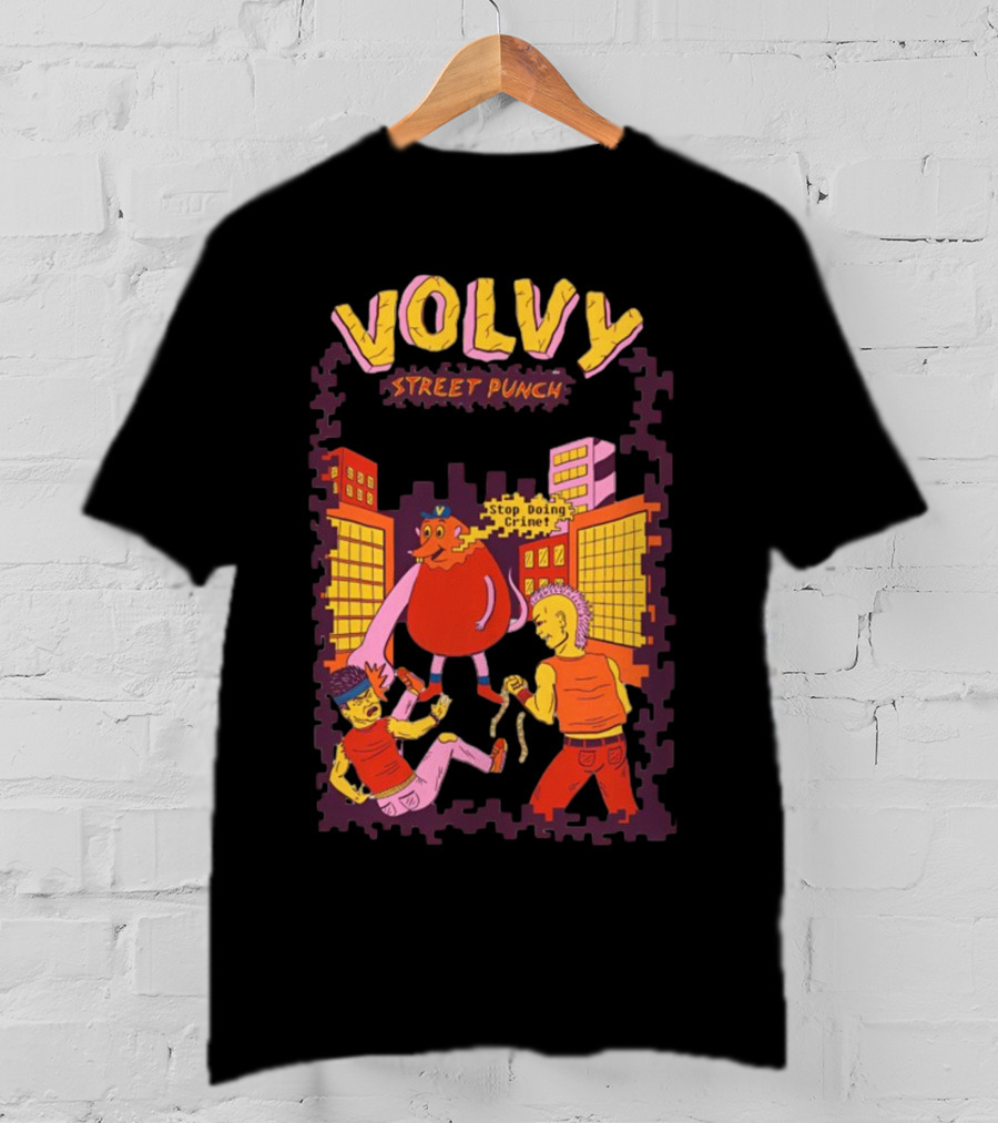 Volvy Street Punch Stop Doing Crime Retro Action T-Shirt
