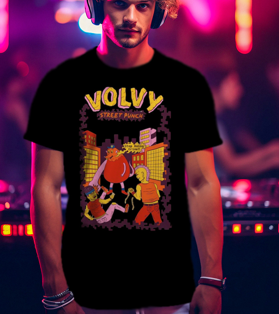 Volvy Street Punch Stop Doing Crime Retro Action T-Shirt