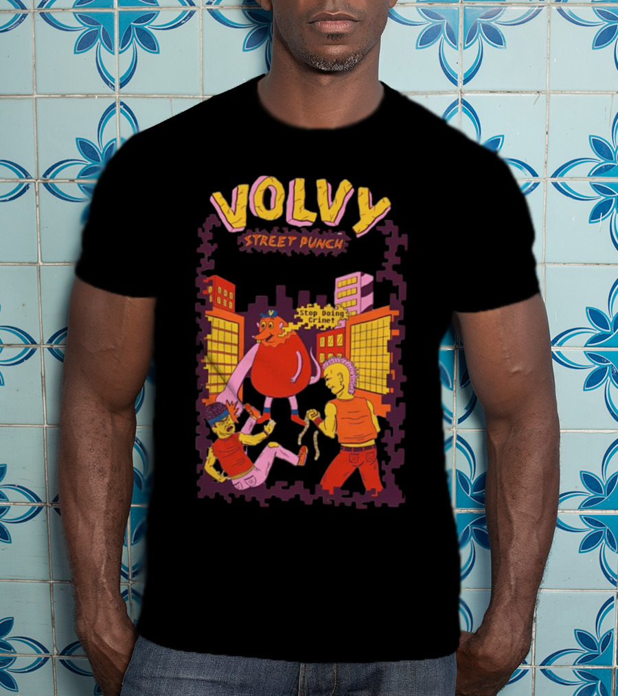 Volvy Street Punch Stop Doing Crime Retro Action T-Shirt