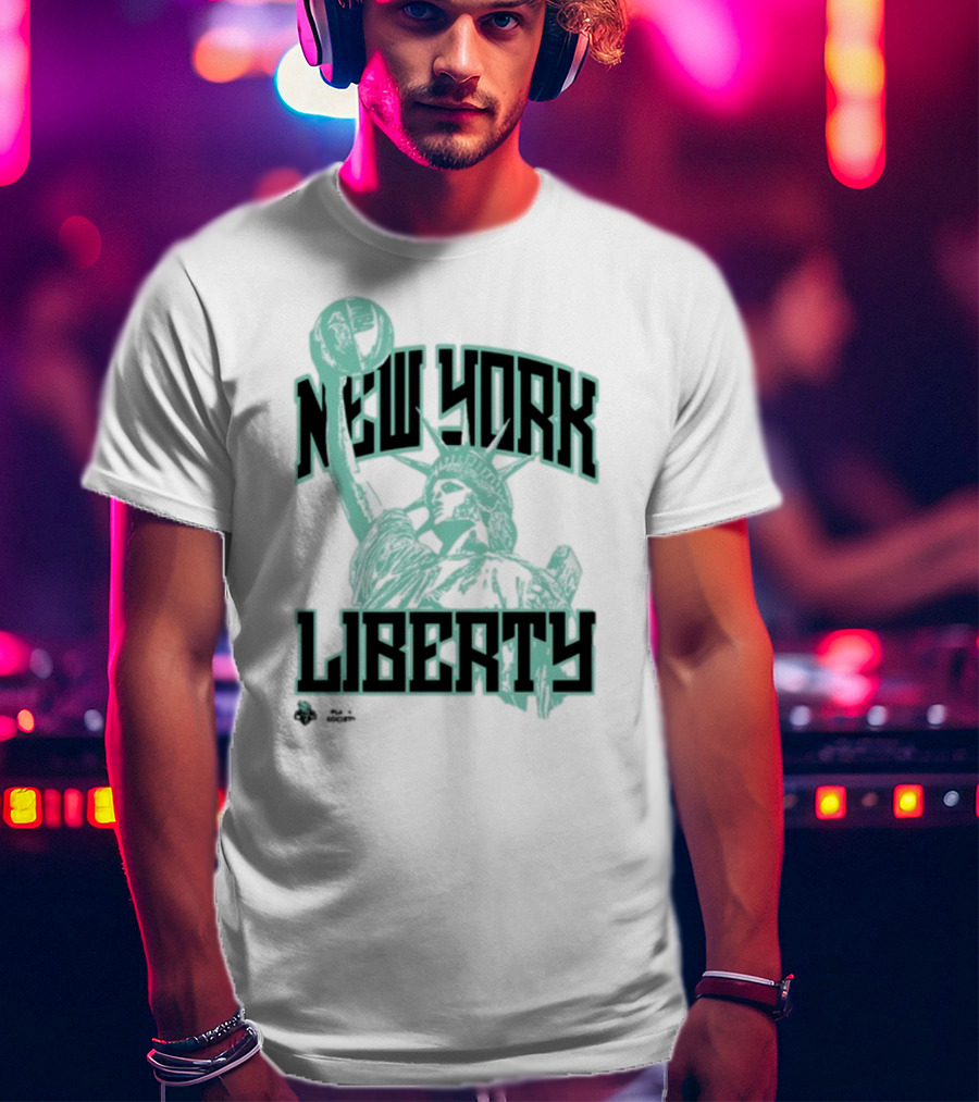 New York Liberty Playa Society Team Statue Of Liberty Basketball T-Shirt