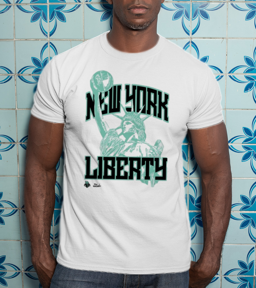 New York Liberty Playa Society Team Statue Of Liberty Basketball T-Shirt