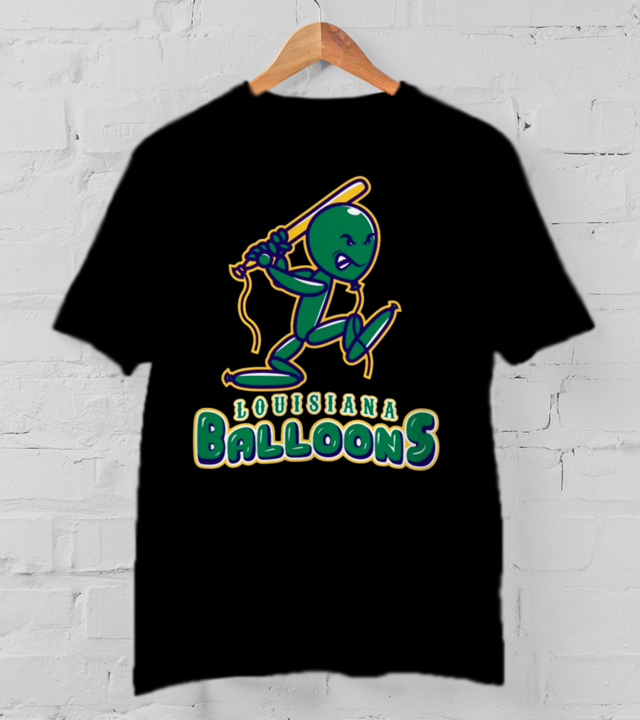 Louisiana Balloons Baseball Mascot Character T-Shirt