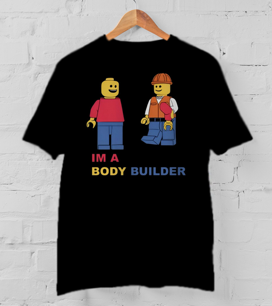 Lucca International I'm A Body Builder Lego Minifigures Construction Worker And Red-Shirted Figure T-Shirt