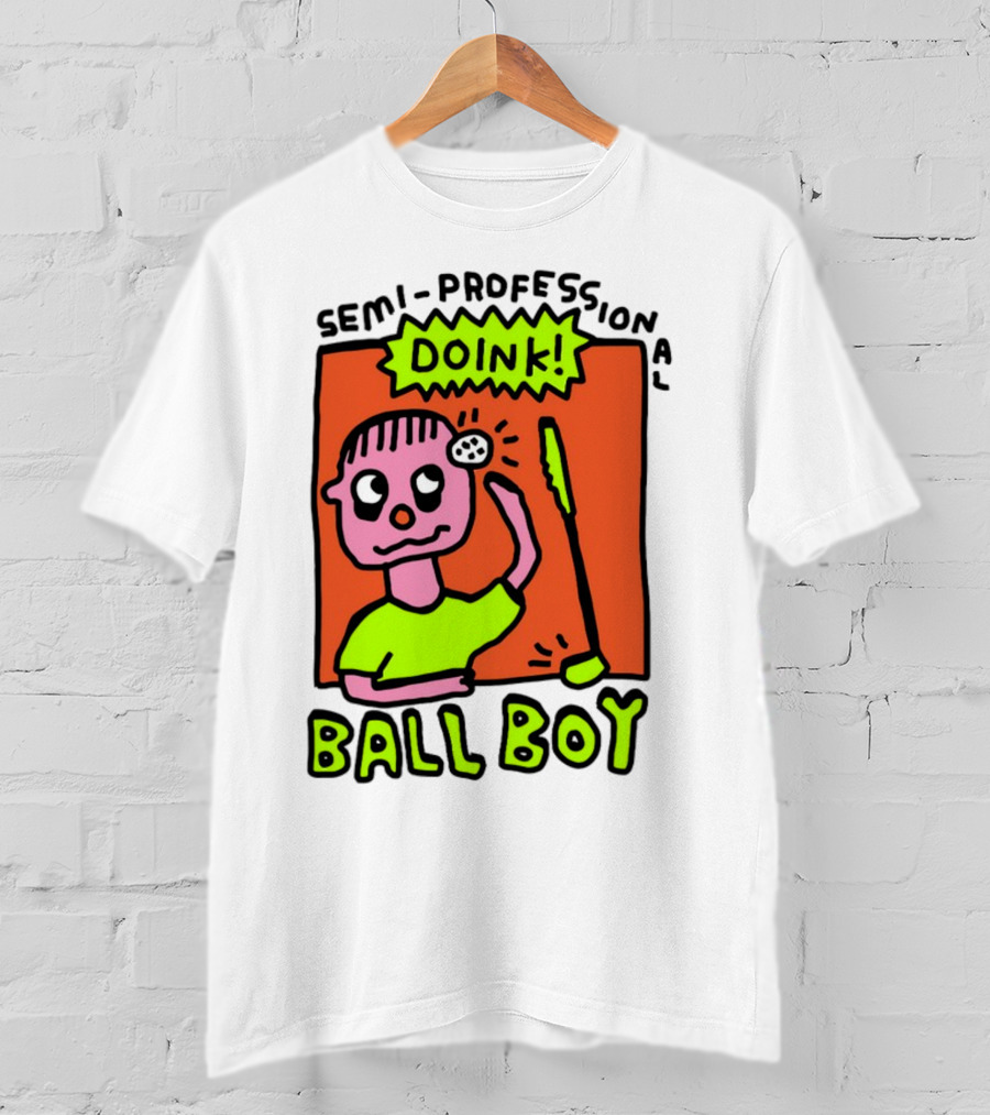 Semi-Professional Doink Ball Boy Comic Character With Club And Speech Bubble T-Shirt