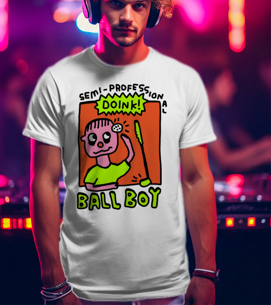 Semi-Professional Doink Ball Boy Comic Character With Club And Speech Bubble T-Shirt