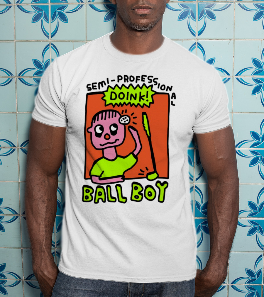 Semi-Professional Doink Ball Boy Comic Character With Club And Speech Bubble T-Shirt