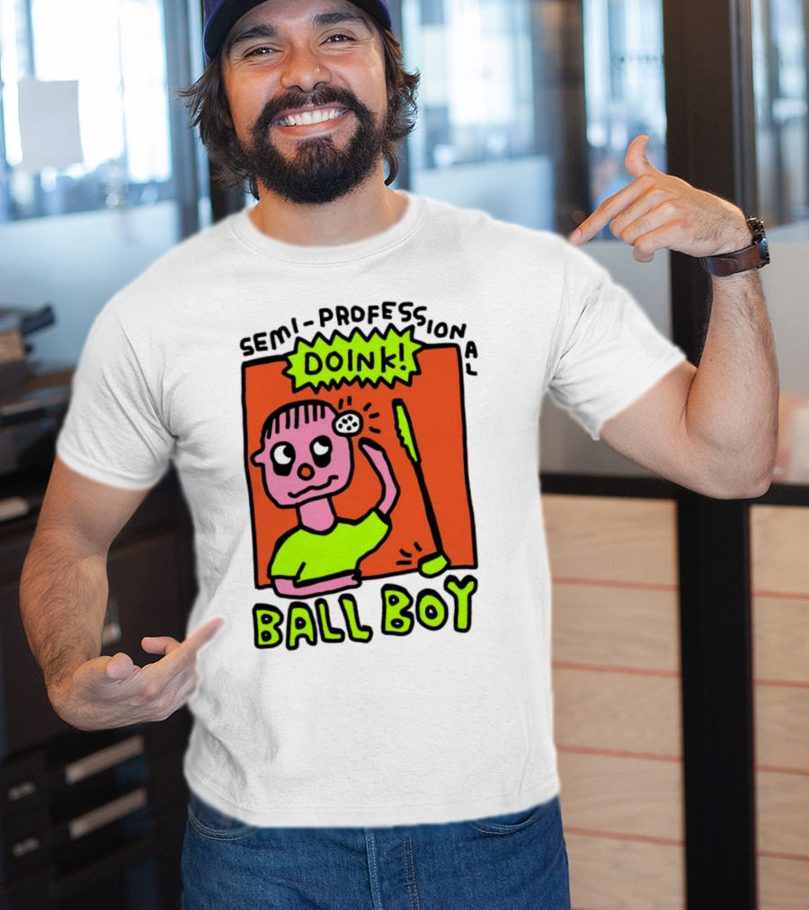 Semi-Professional Doink Ball Boy Comic Character With Club And Speech Bubble T-Shirt