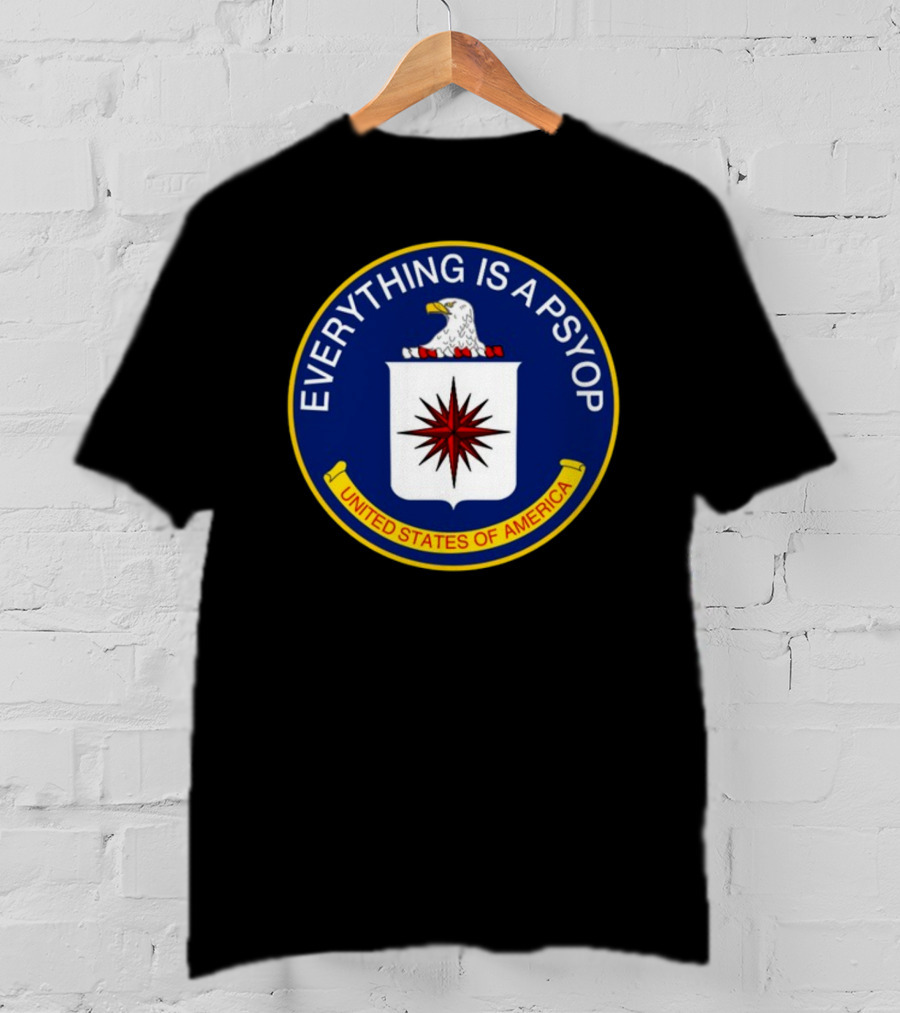 Shitheadsteve Everything Is A Psyop United States Of America CIA Parody Emblem T-Shirt