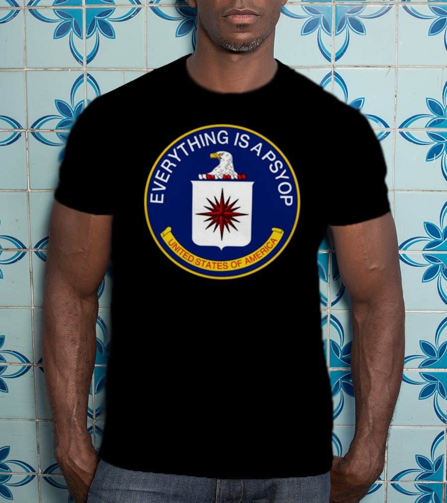 Shitheadsteve Everything Is A Psyop United States Of America CIA Parody Emblem T-Shirt