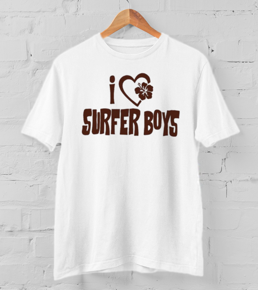 I Love Surfer Boys Flower Heart T-Shirt