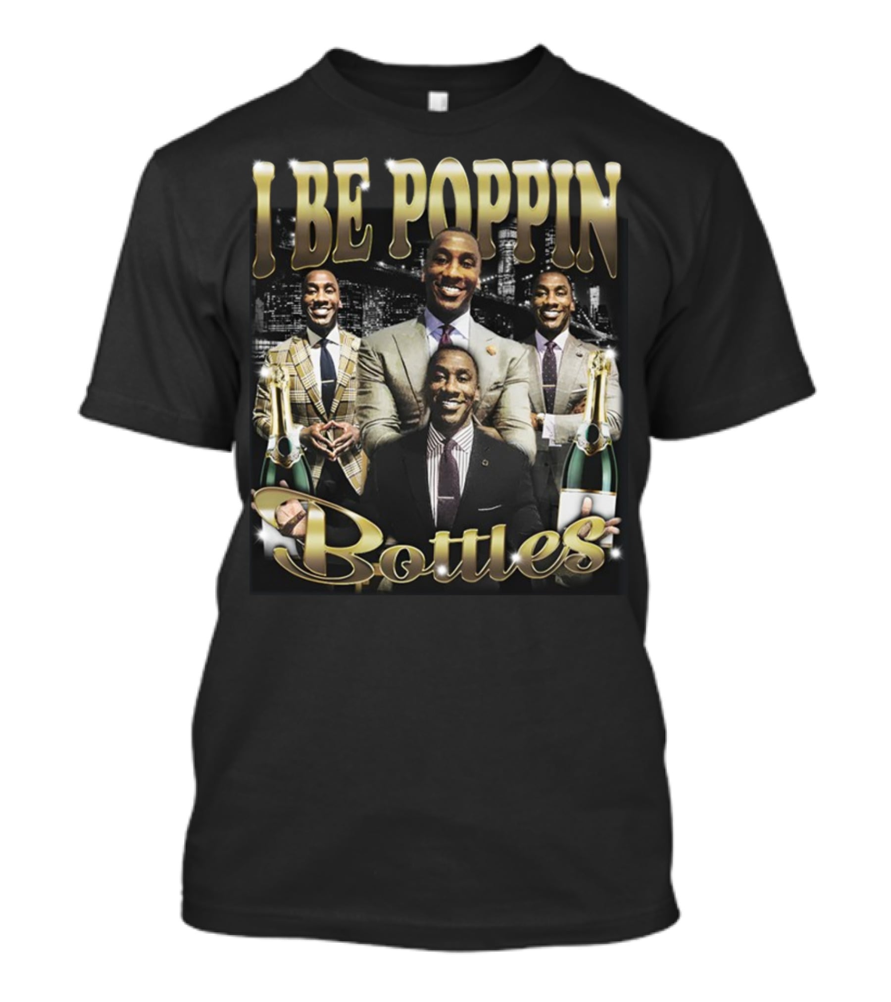 I Be Poppin Bottles Memeabletees Multiple Suited Figures With Champagne T-Shirt