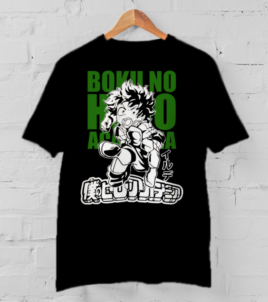 Boku No Hero Academia Manga Style Character Japanese Text T-Shirt