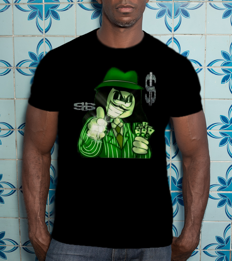 Green Gangsta Spongewhang With Money And Dollar Signs T-Shirt