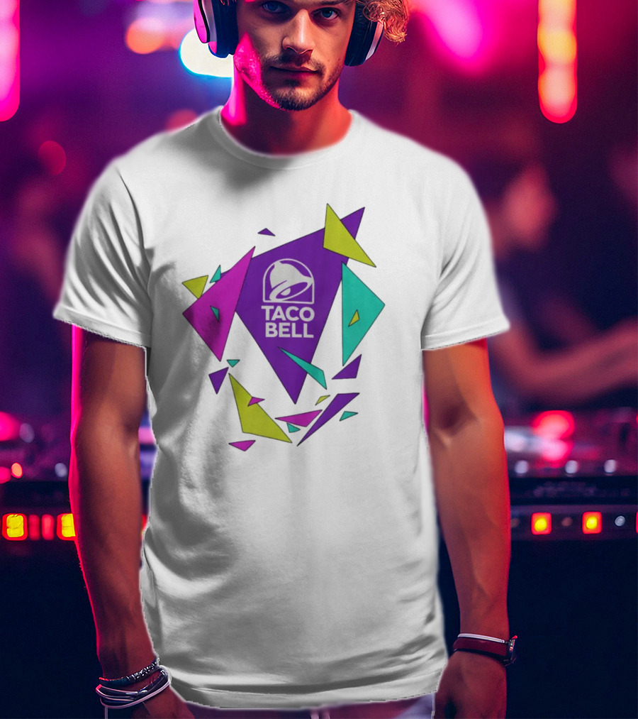 Taco Bell Logo Neon Geometric Shapes T-Shirt