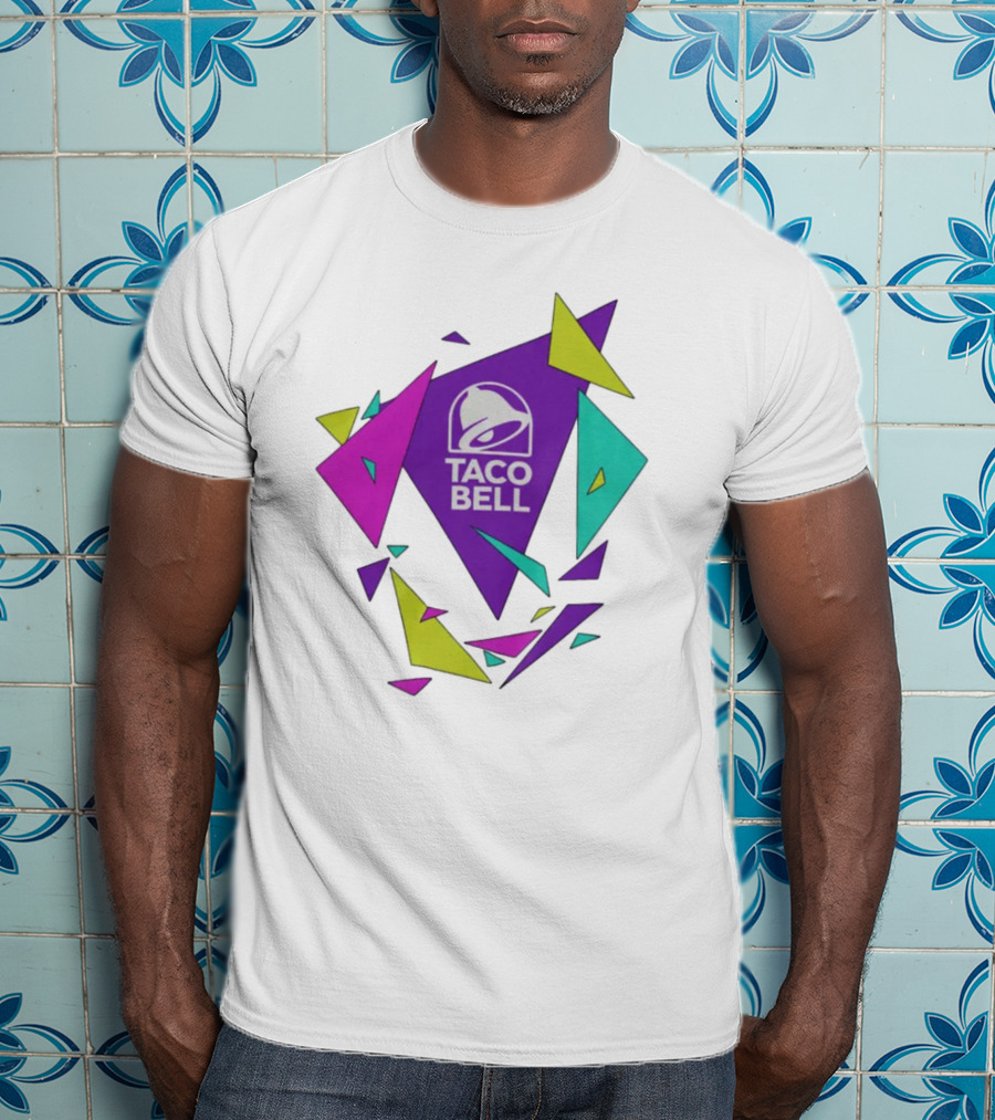 Taco Bell Logo Neon Geometric Shapes T-Shirt