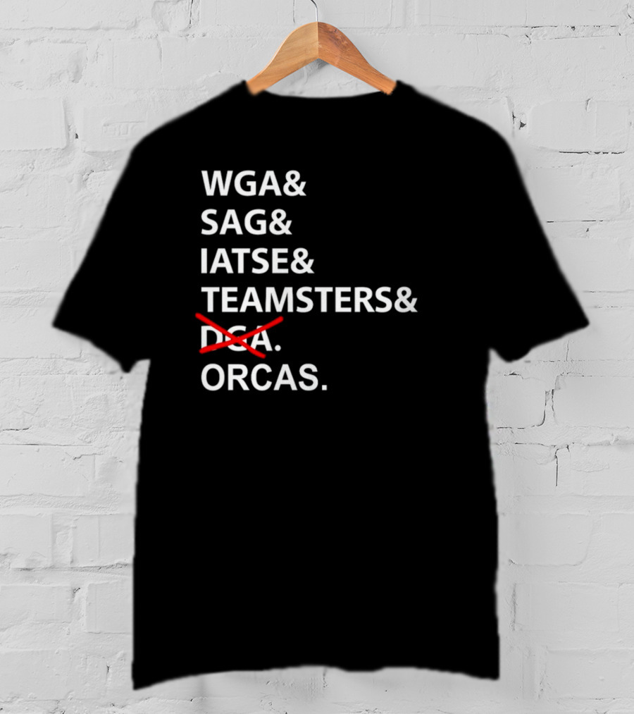 WGA SAG IATSE Teamsters Orcas Crossed Out T-Shirt