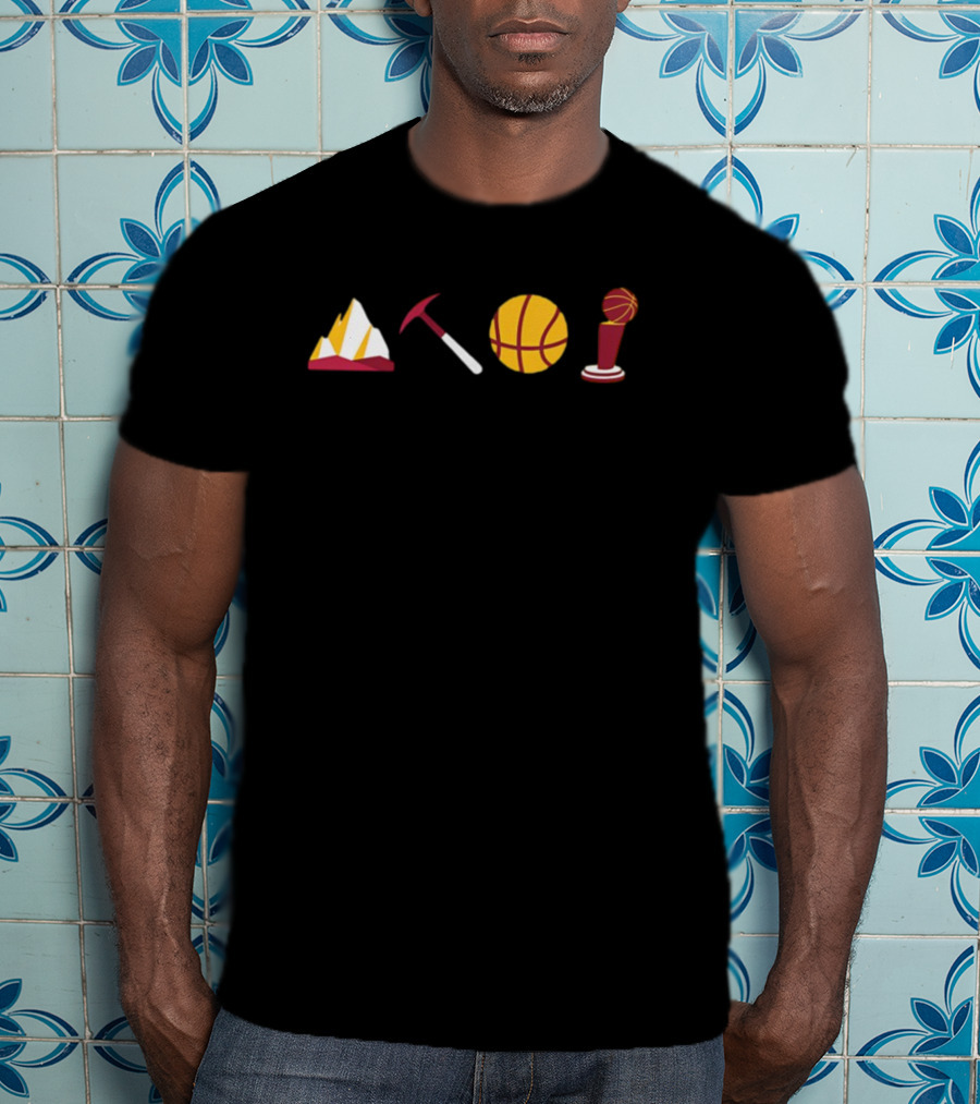 Denver Mountain Basketball Trophy And Climbing Pickaxe Icons T-Shirt