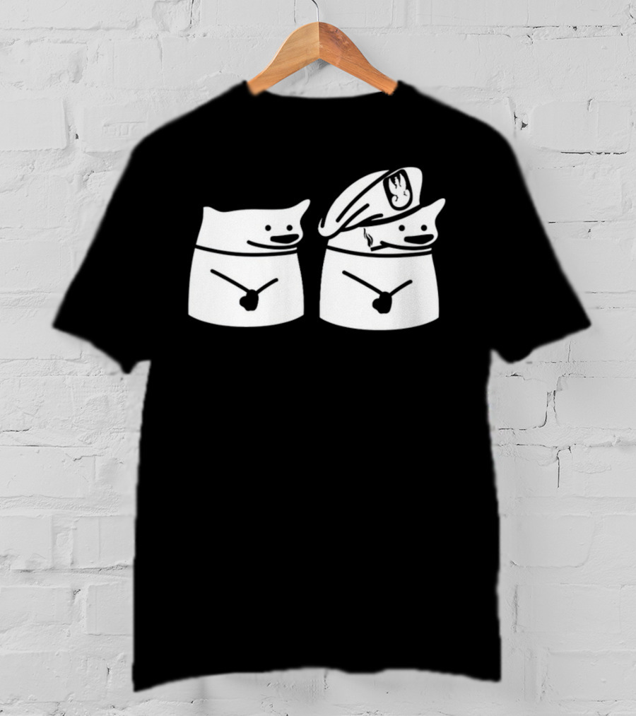 Nafo Ofan Fella Meme Character Pair In Officer Hat T-Shirt