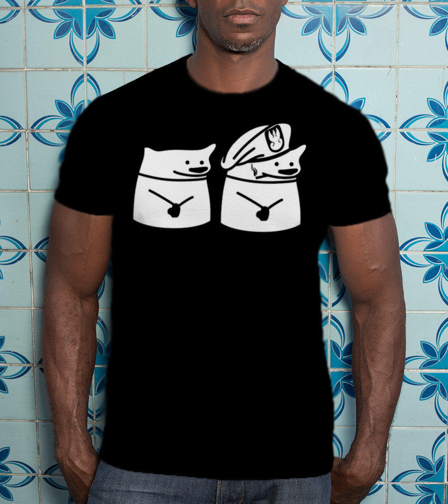 Nafo Ofan Fella Meme Character Pair In Officer Hat T-Shirt