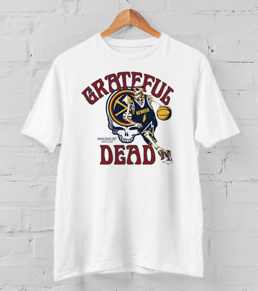 Grateful Dead Denver Nuggets Skull Skeleton Basketball Player T-Shirt