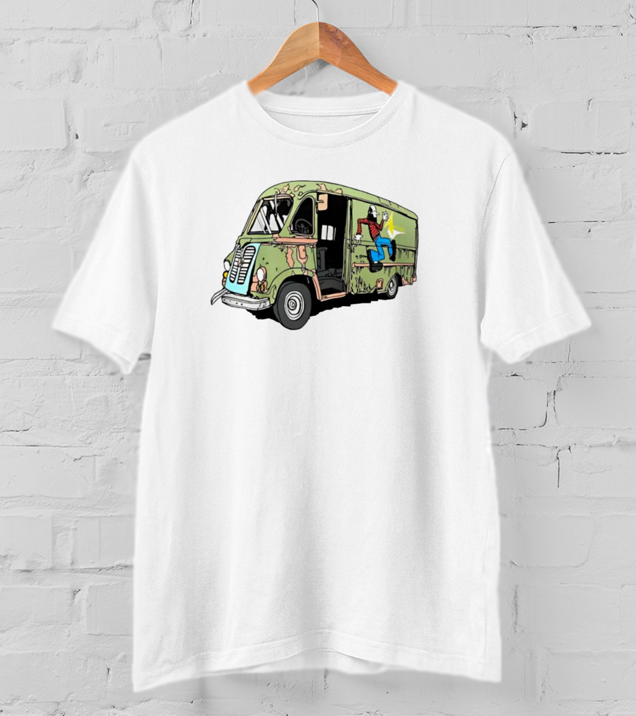 Aerosmith Band Van Camouflage Cartoon Running Starburst Concert T-Shirt