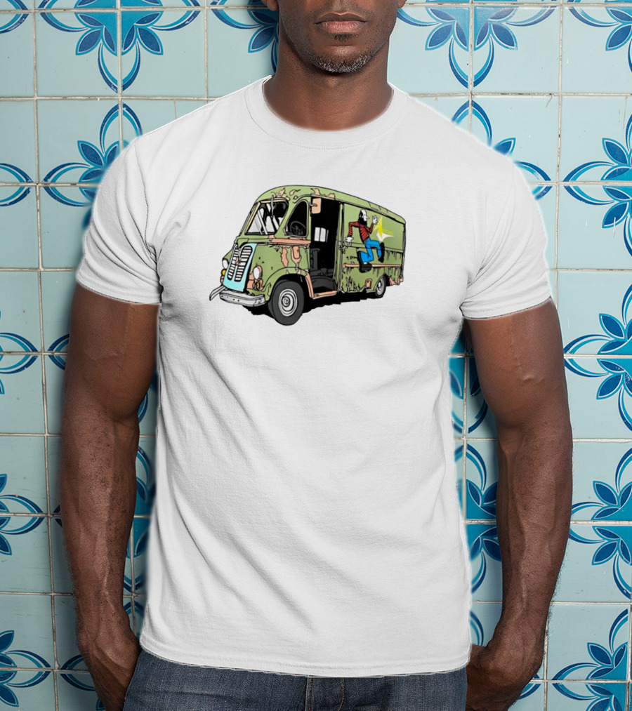 Aerosmith Band Van Camouflage Cartoon Running Starburst Concert T-Shirt