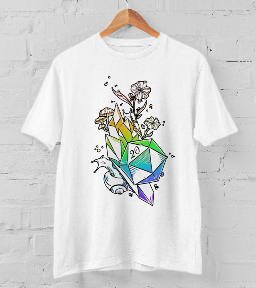 Ritual Cast Pride D20 Natural 20 Crystal Floral Fantasy T-Shirt