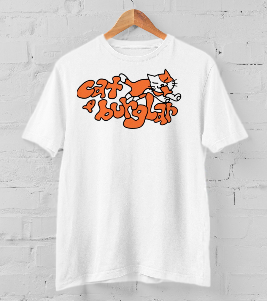 Cat Burglar Playful Cartoon Cat With Fish Bone T-Shirt