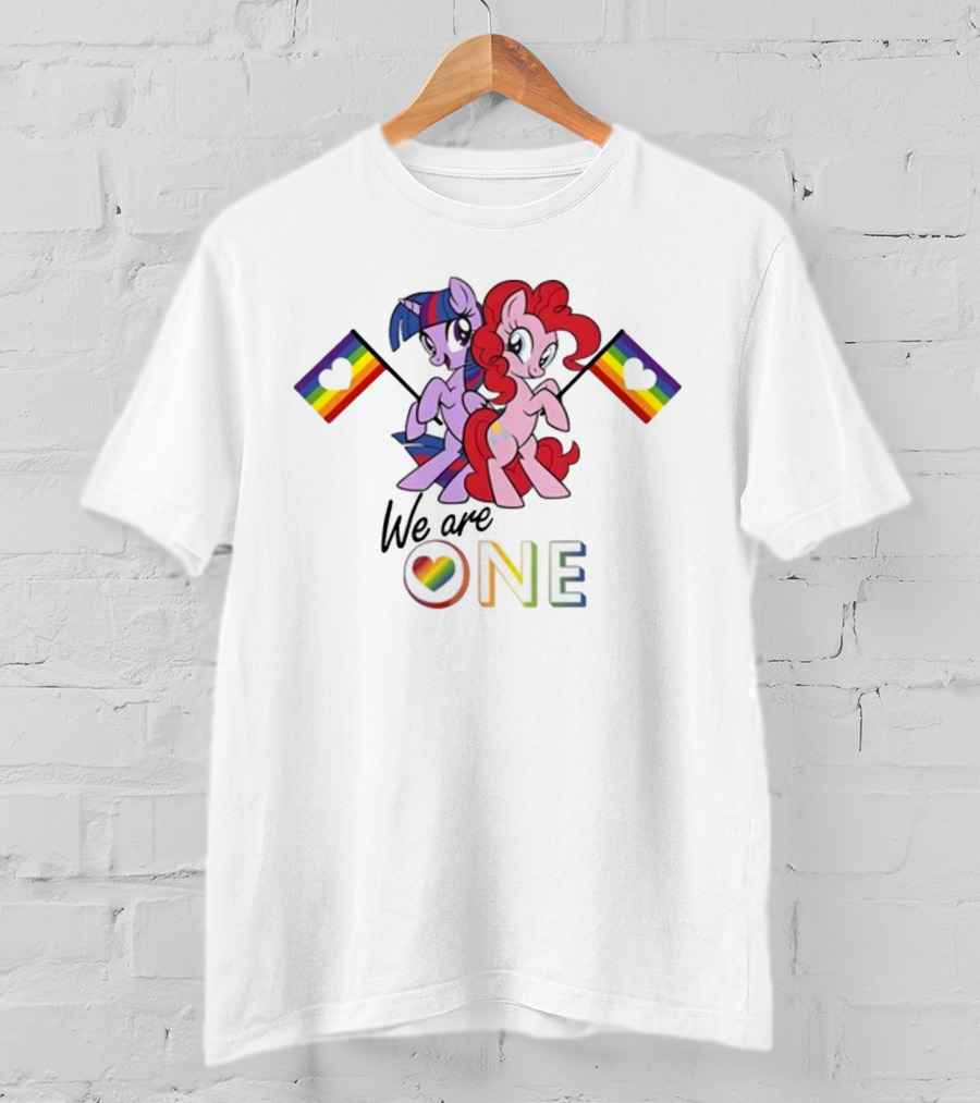 My Little Pony We Are One Pinkie Pie Twilight Sparkle Pride Rainbow Flags T-Shirt