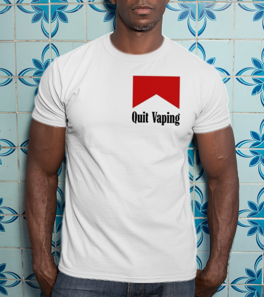 Quit Vaping Be A Man Red Triangle Message T-Shirt