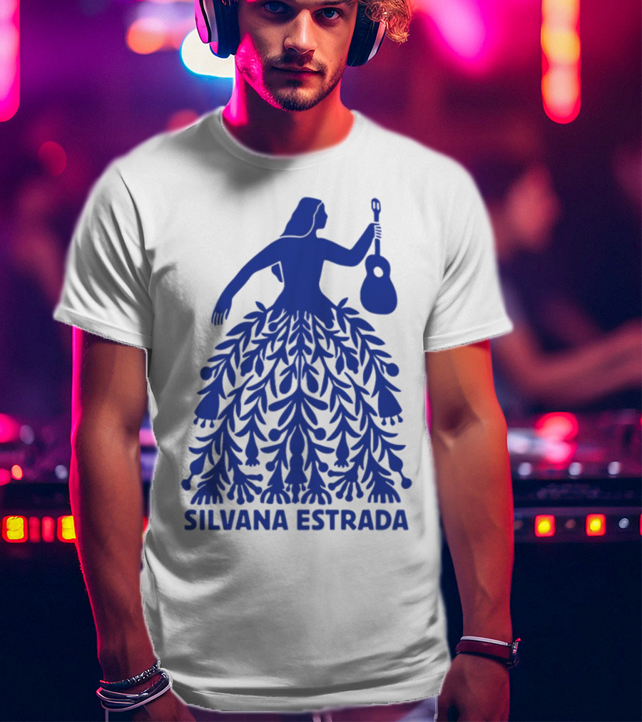 Silvana Estrada Blue Dress Guitar Motif T-Shirt