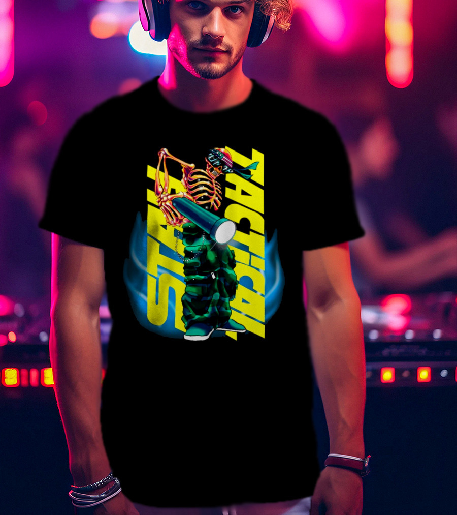 Stay Tactical Neon Skeleton Graffiti T-Shirt