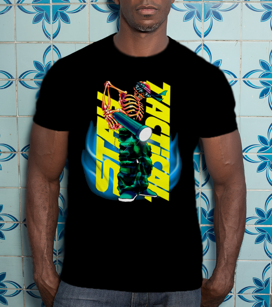 Stay Tactical Neon Skeleton Graffiti T-Shirt