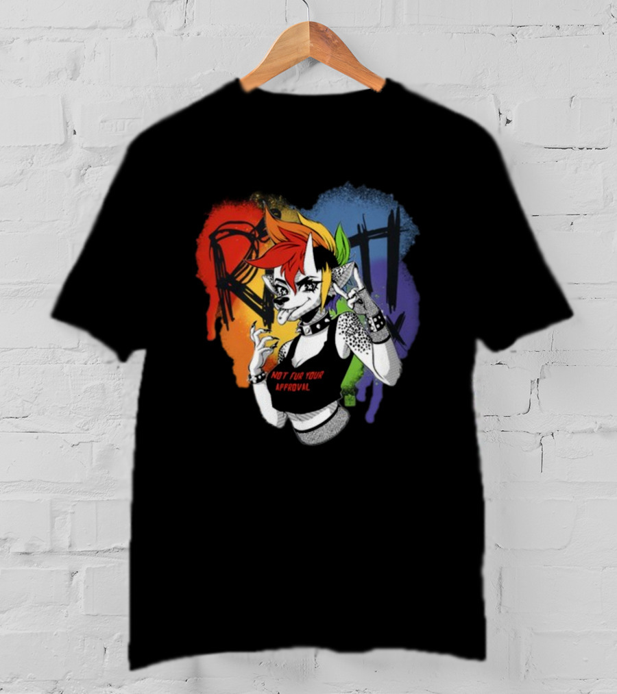 Jtwusky Riot Rainbow Hyena Not Fur Your Approval Punk T-Shirt