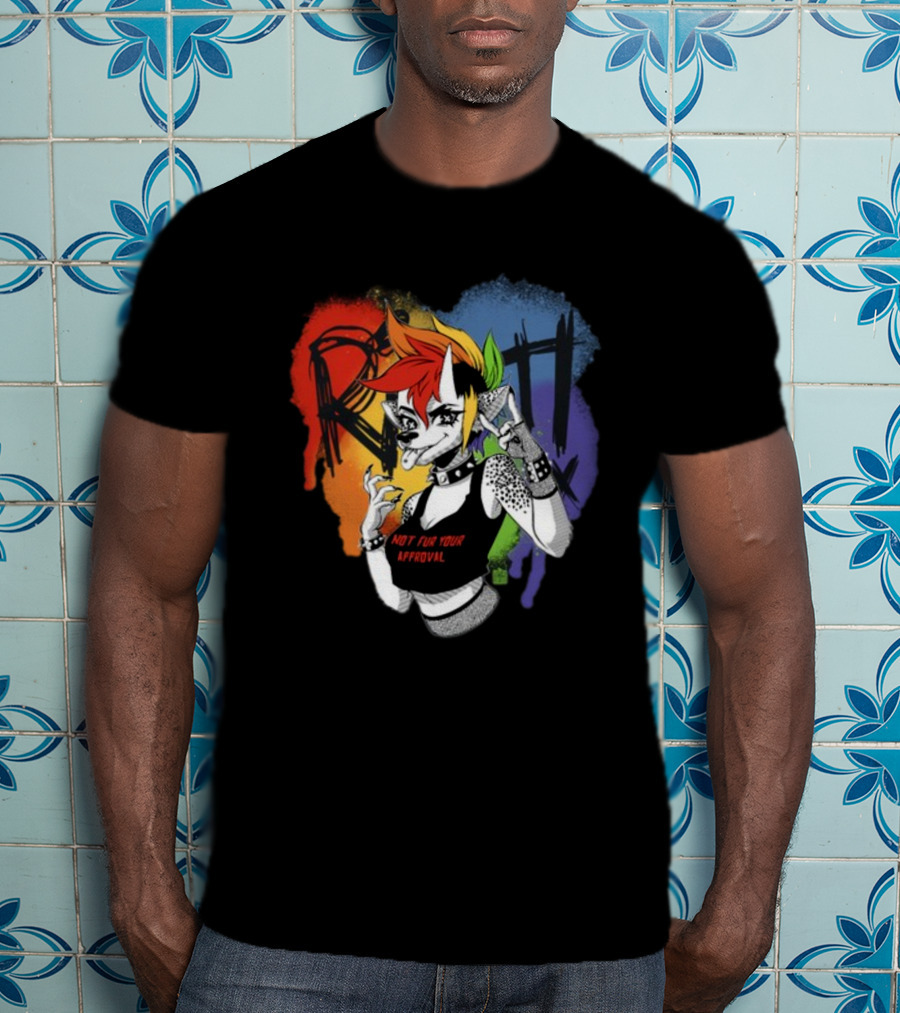 Jtwusky Riot Rainbow Hyena Not Fur Your Approval Punk T-Shirt