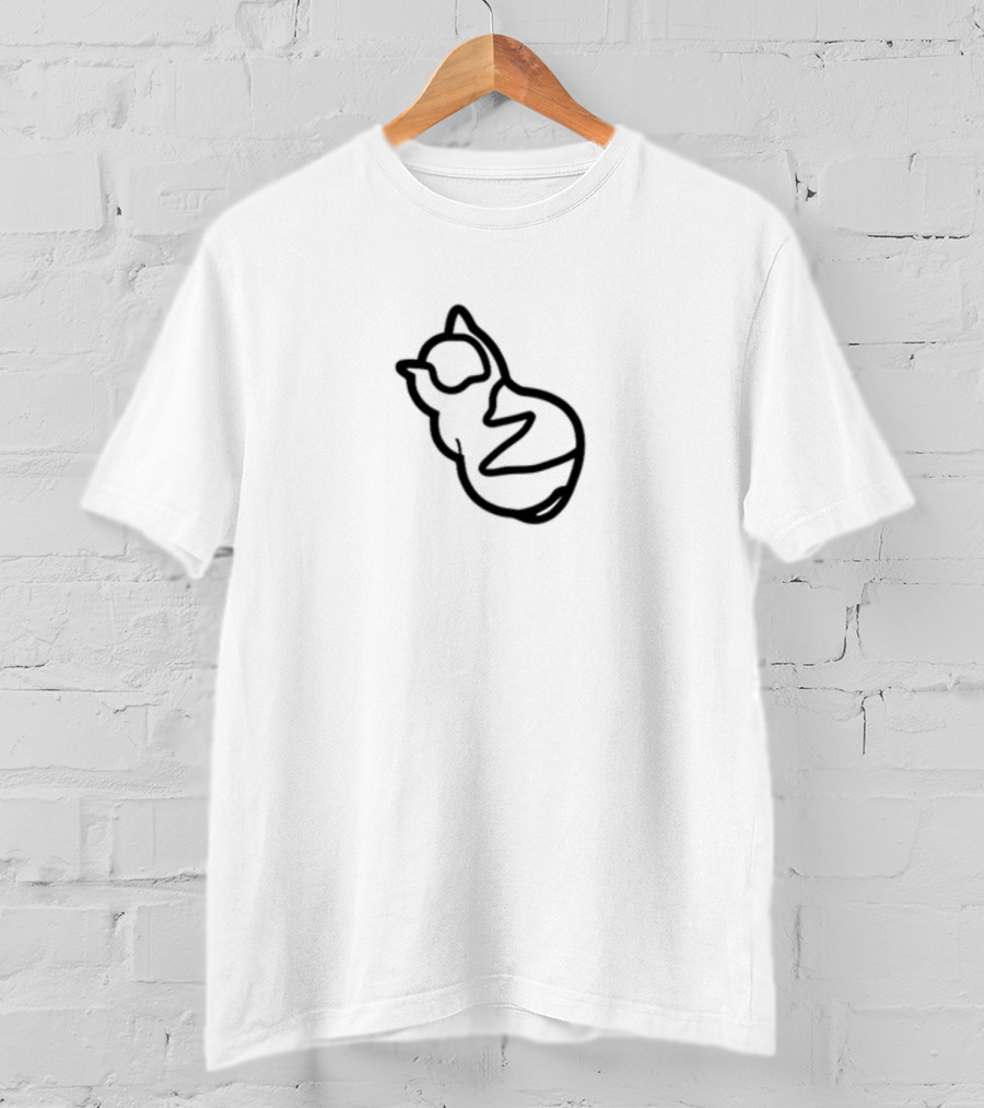 Angy Boi Moody Cat Outline T-Shirt