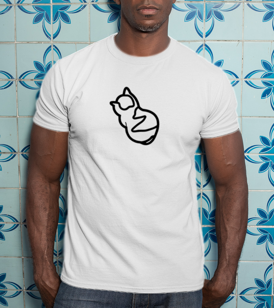 Angy Boi Moody Cat Outline T-Shirt