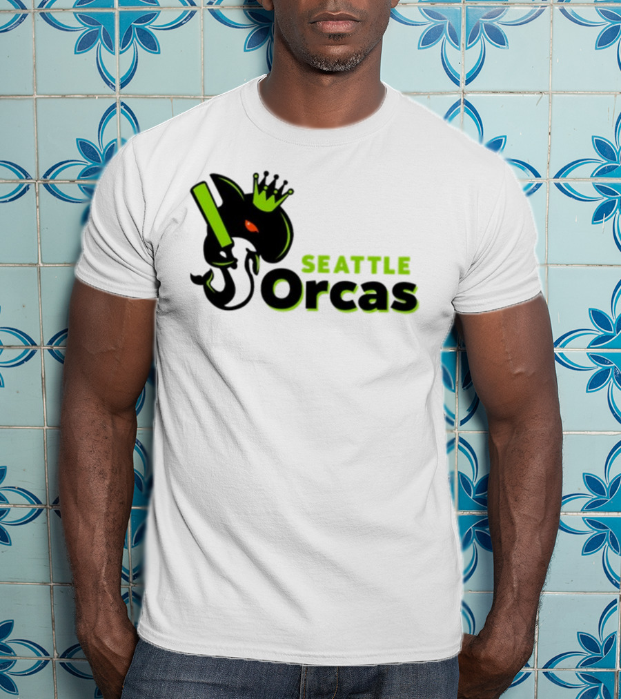Franklin Leonard Seattle Orcas Crowned Orca With Bat T-Shirt
