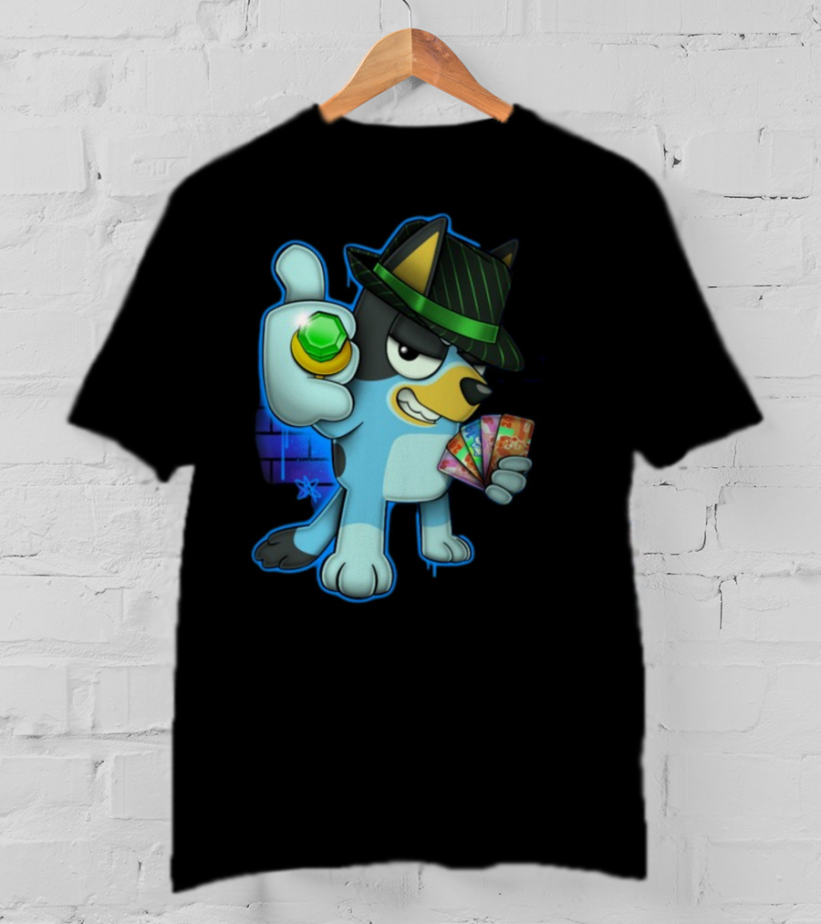 Bluepin Poker Dog With Fedora And Gem در Poker Cards T-Shirt