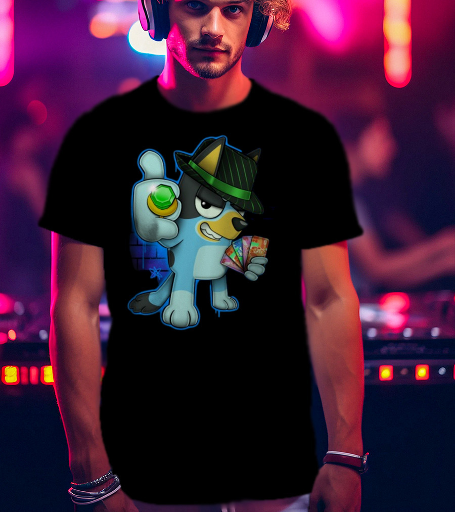 Bluepin Poker Dog With Fedora And Gem در Poker Cards T-Shirt